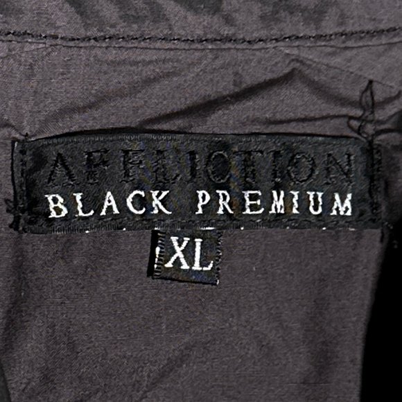NWOT Affliction Black Premium Distressed Long Sleeve Shirt Razor Blade Size XL - Picture 11 of 14